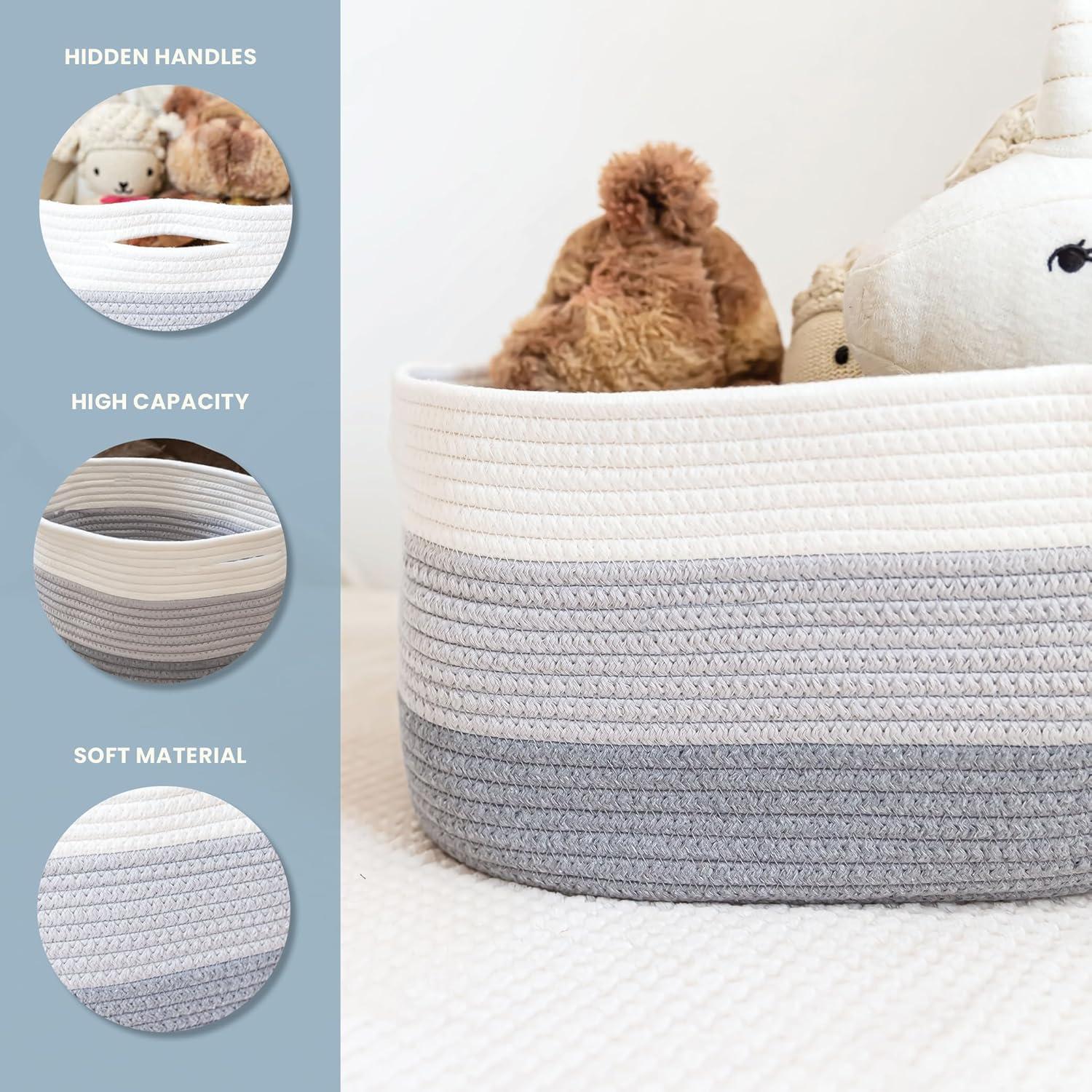 Cestas de Almacenamiento Tejidas OrganiHaus 38x25x23 cm Gris