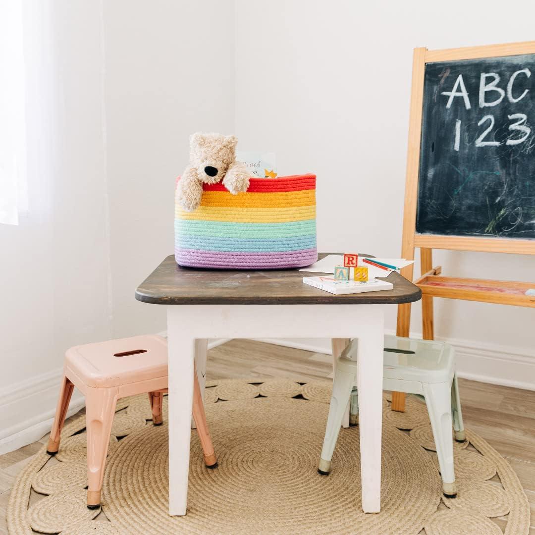 Set de 3 Cestas de Almacenamiento Tejidas OrganiHaus Arcoíris 38x25x23 cm