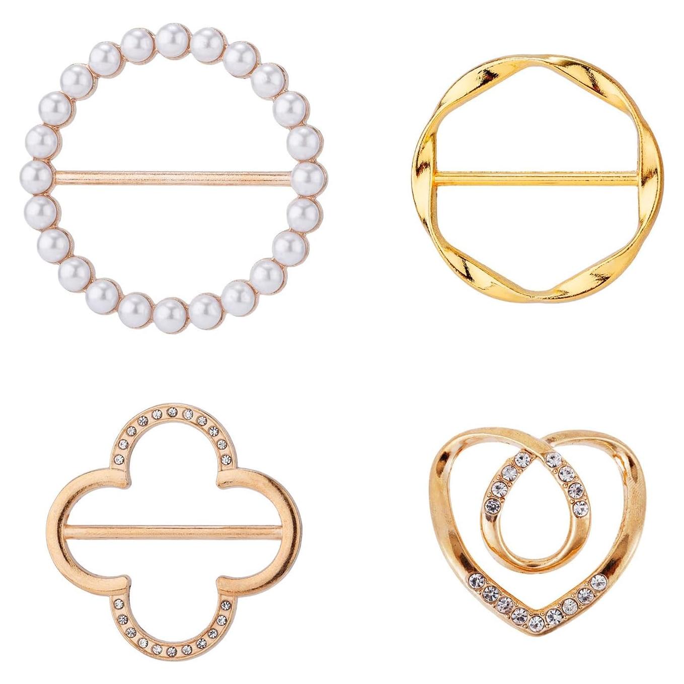 4 Clips de Anillo para Bufanda Mikovivi - Aleación de Zinc Dorado