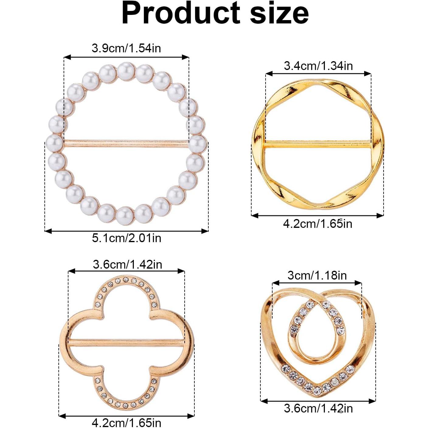 4 Clips de Anillo para Bufanda Mikovivi - Aleación de Zinc Dorado