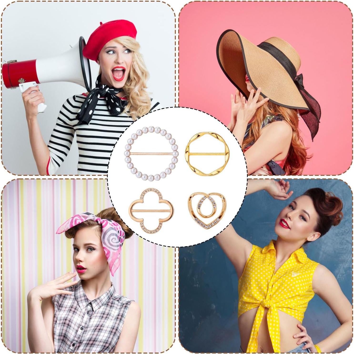 4 Clips de Anillo para Bufanda Mikovivi - Aleación de Zinc Dorado