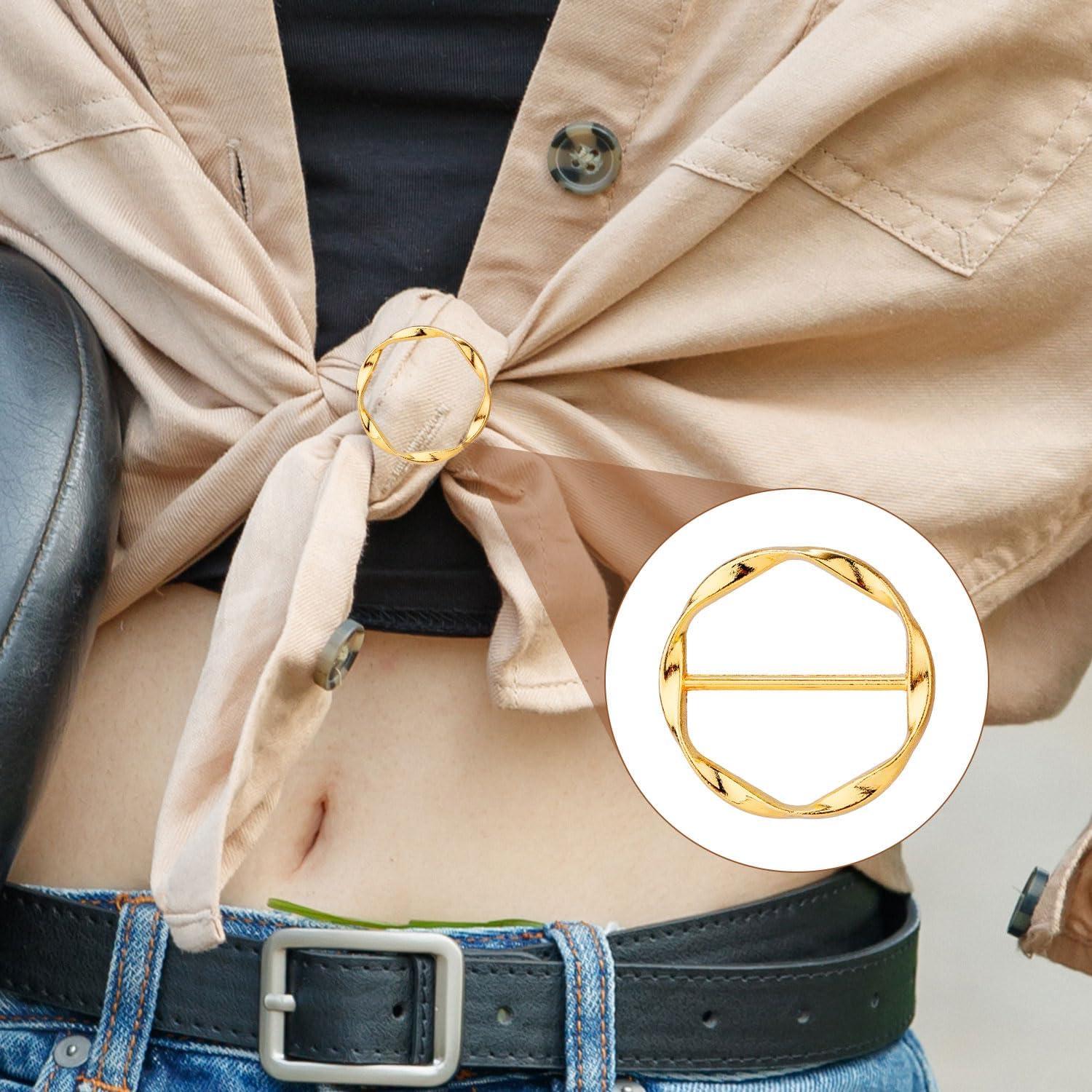 4 Clips de Anillo para Bufanda Mikovivi - Aleación de Zinc Dorado