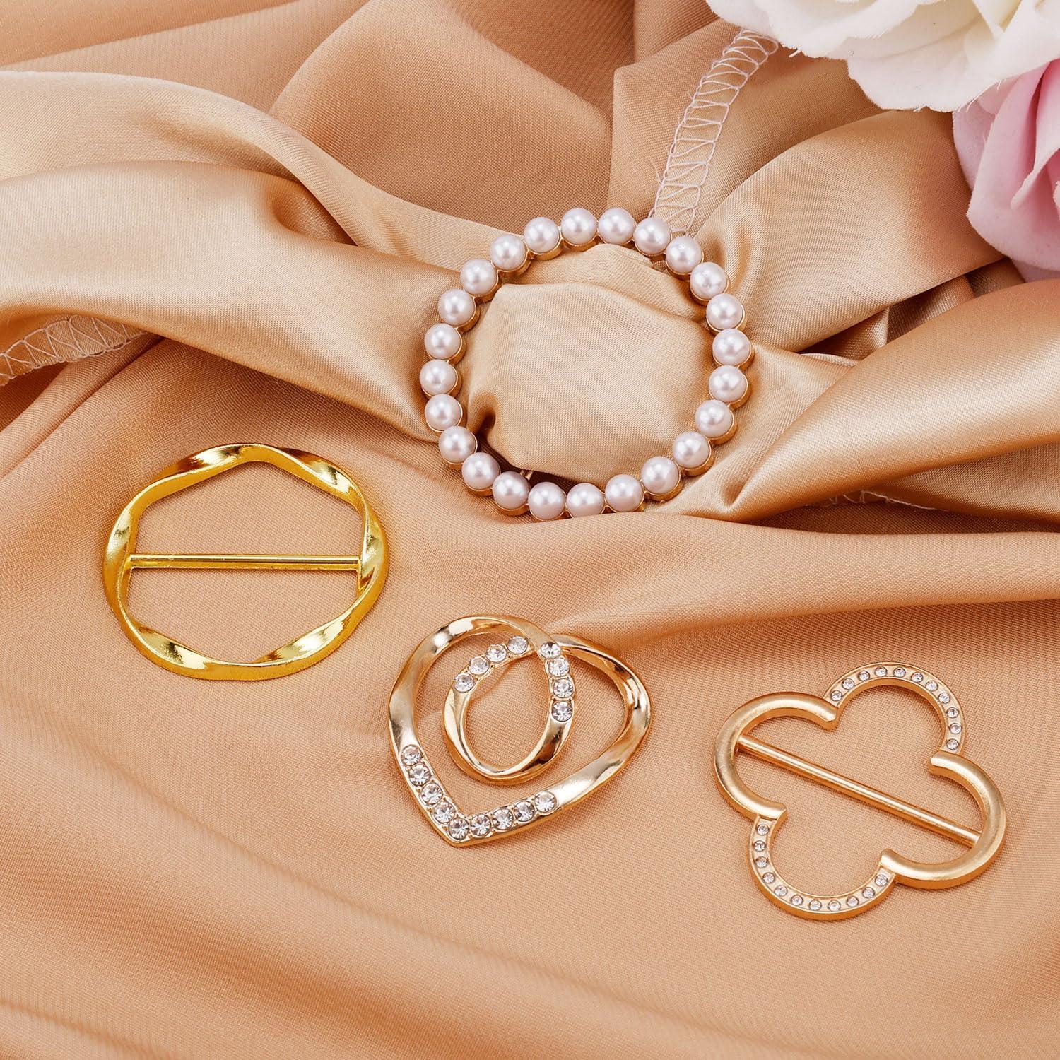 4 Clips de Anillo para Bufanda Mikovivi - Aleación de Zinc Dorado