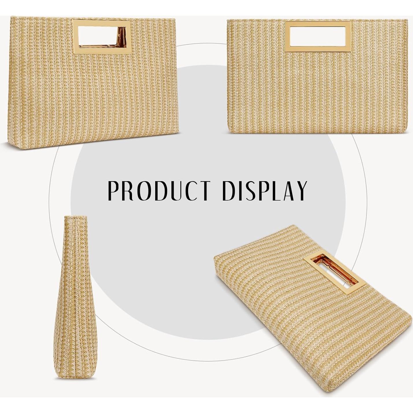 Bolso Clutch de Noche KKXIU para Mujeres en Paja Sintética