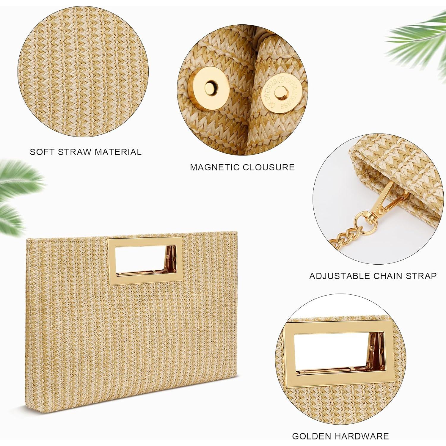 Bolso Clutch de Noche KKXIU para Mujeres en Paja Sintética