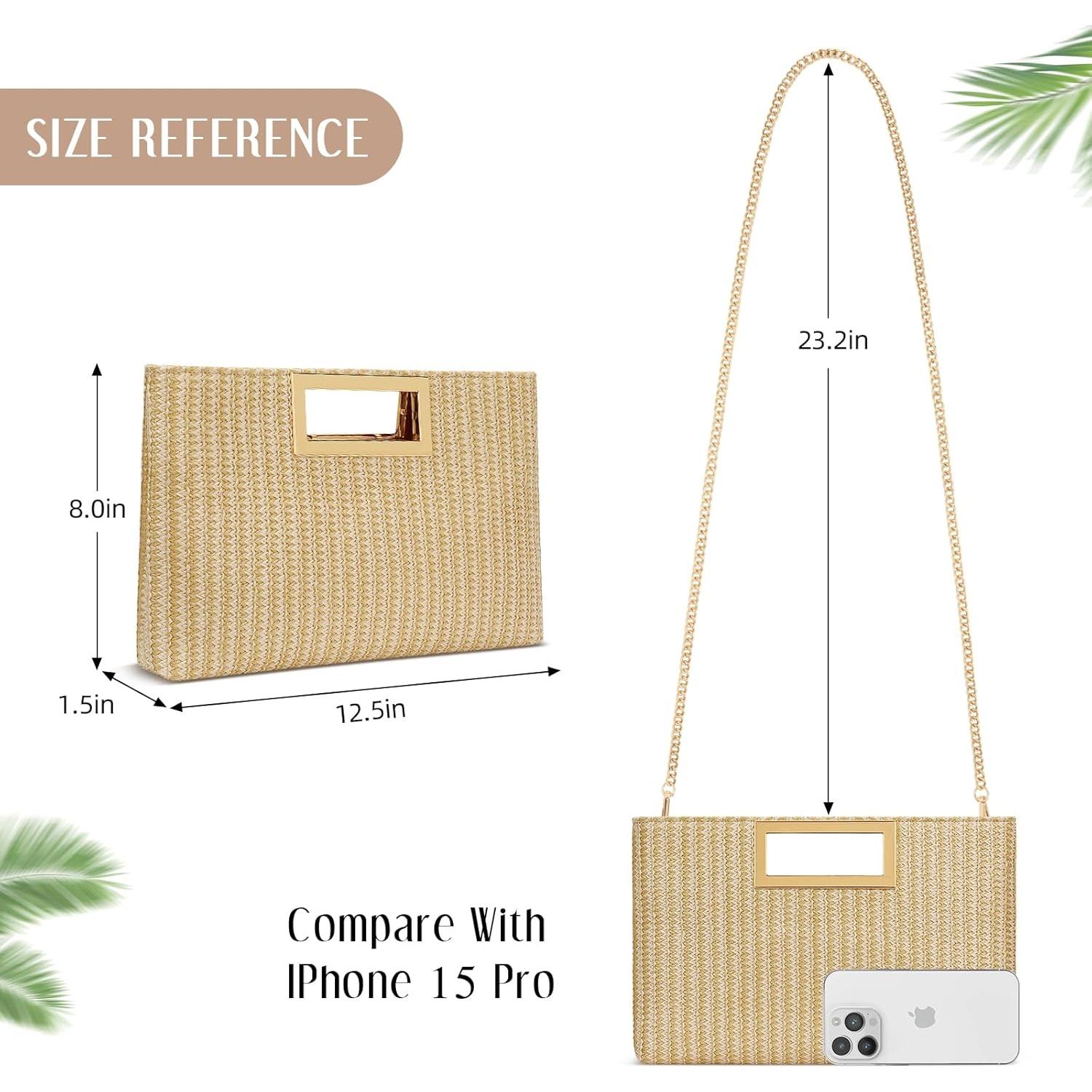 Bolso Clutch de Noche KKXIU para Mujeres en Paja Sintética