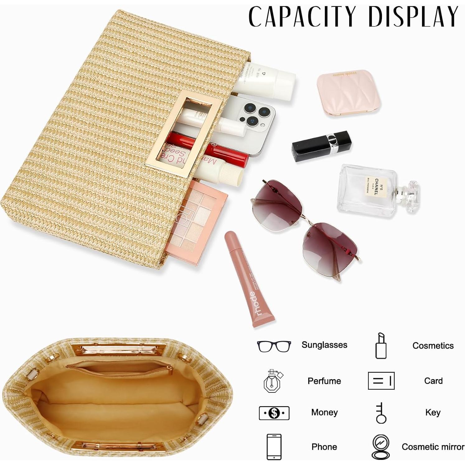 Bolso Clutch de Noche KKXIU para Mujeres en Paja Sintética