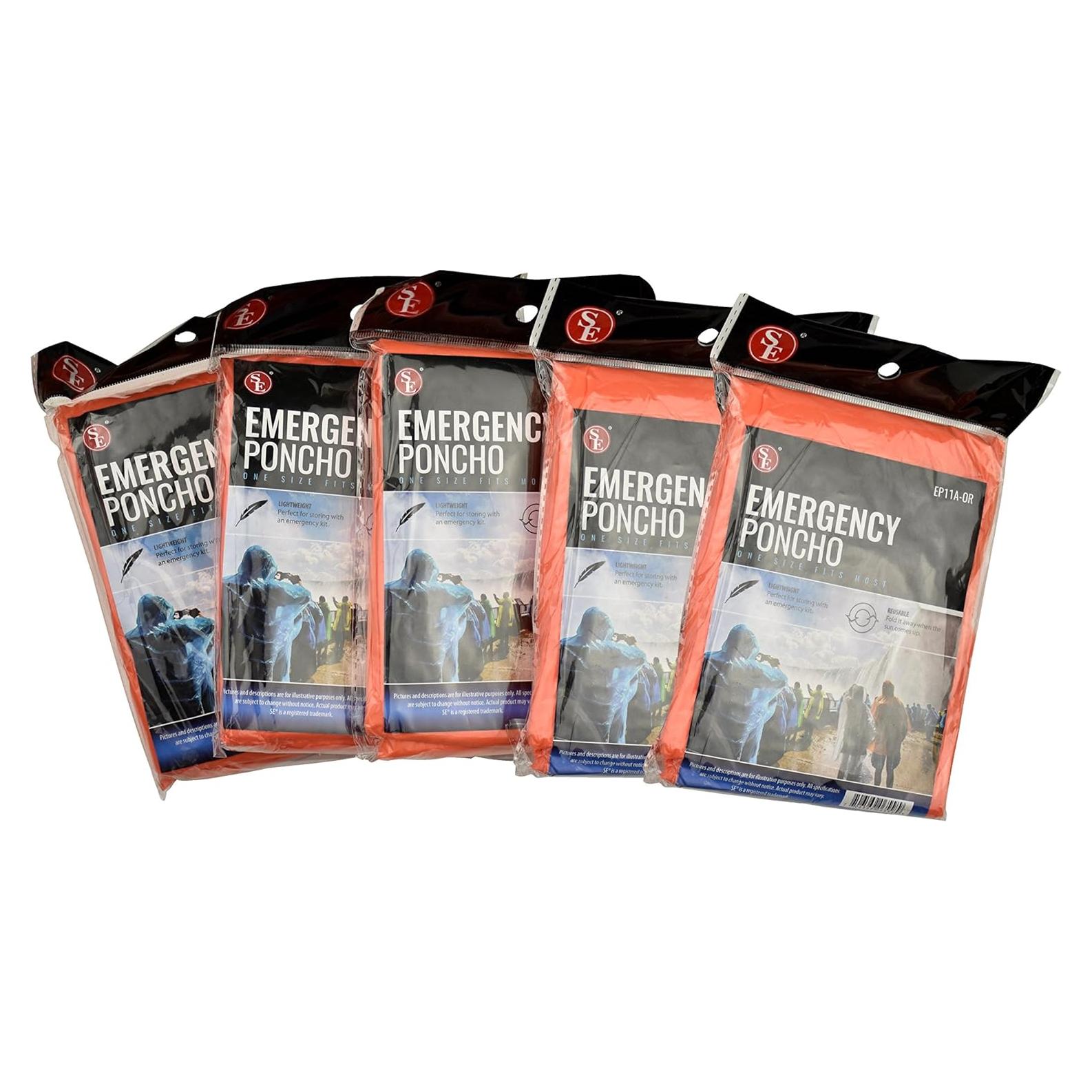 Poncho de Emergencia Naranja SE EP11A-OR5 con Mangas y Capucha - 5 Unidades