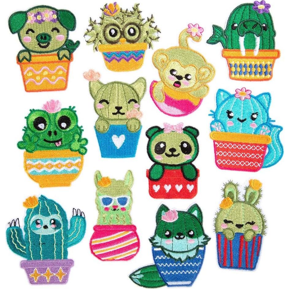 Kit de Parches Kawaii SCS Direct - 24 Piezas Animales y Cactus