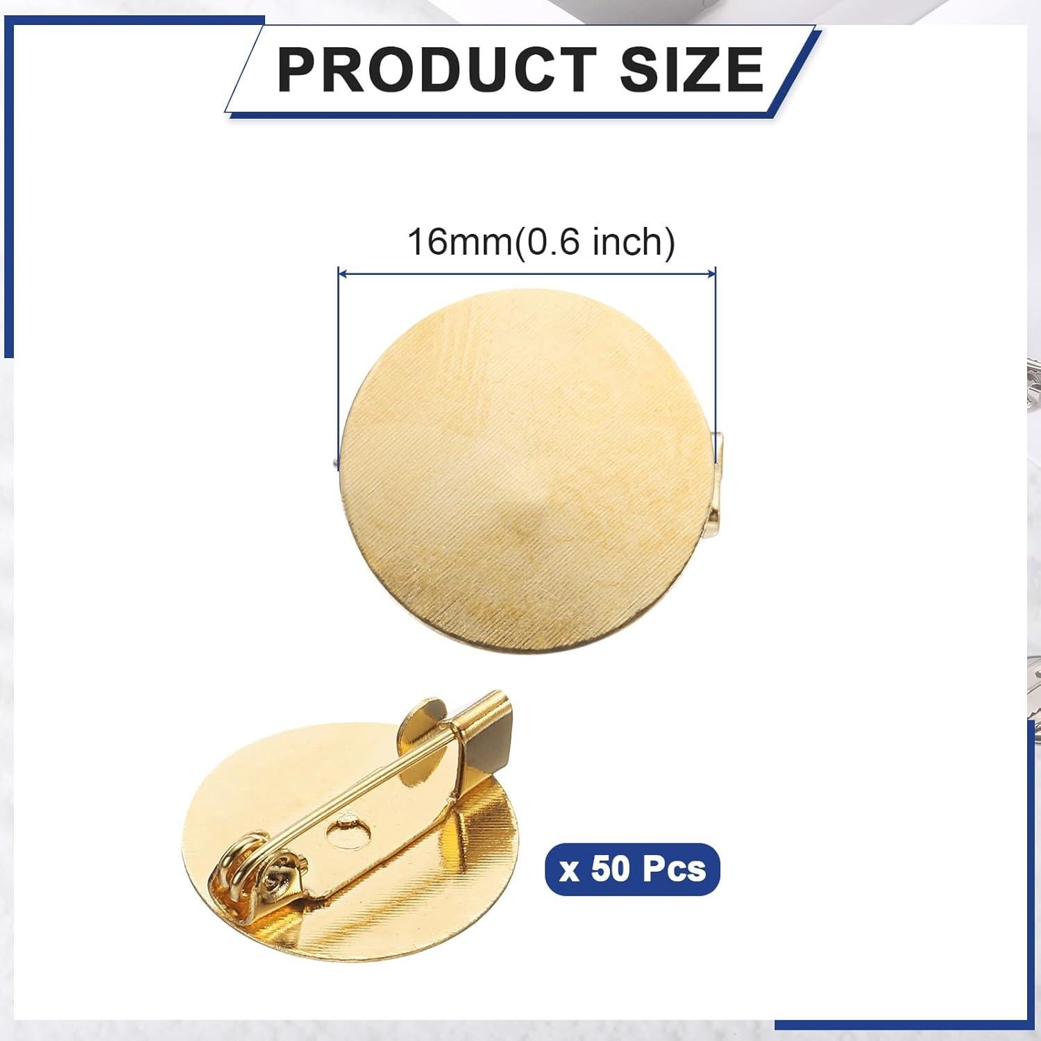 Bandejas Redondas en Blanco uxcell para Broches Dorados x50 - 16 mm