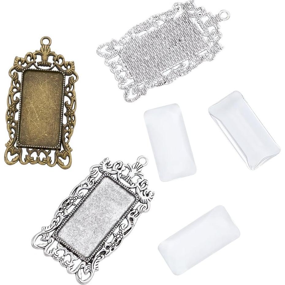 KISSITTY 10pcs Bandejas Colgantes Plata Antigua y Bronce