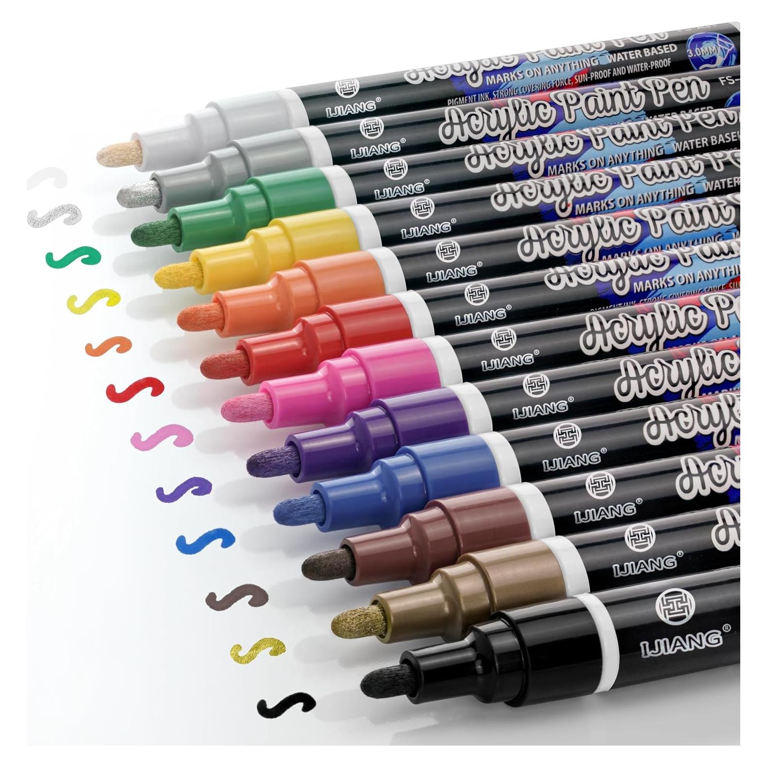 Marcadores de Pintura Acrílica IJIANG - 12 Colores Ecológicos
