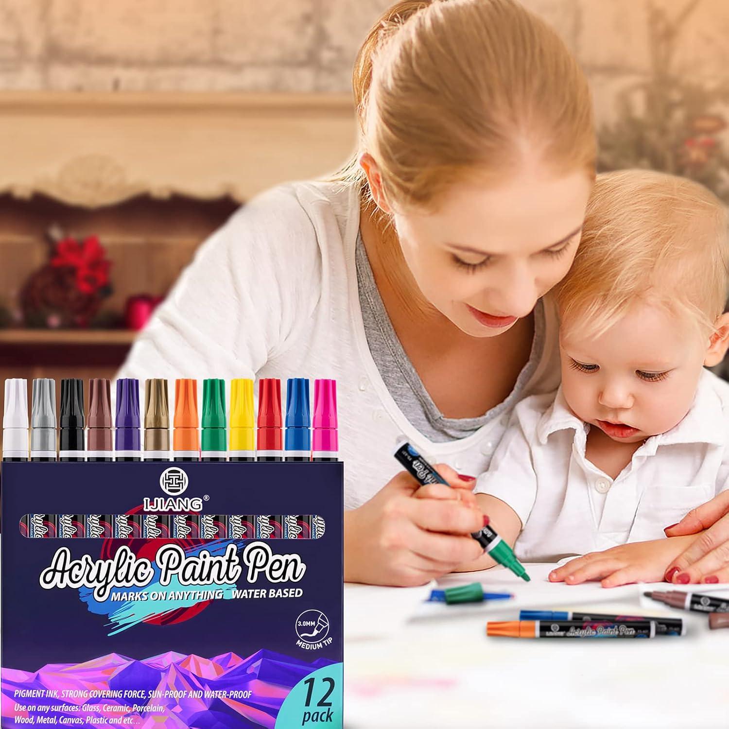 Marcadores de Pintura Acrílica IJIANG - 12 Colores Ecológicos