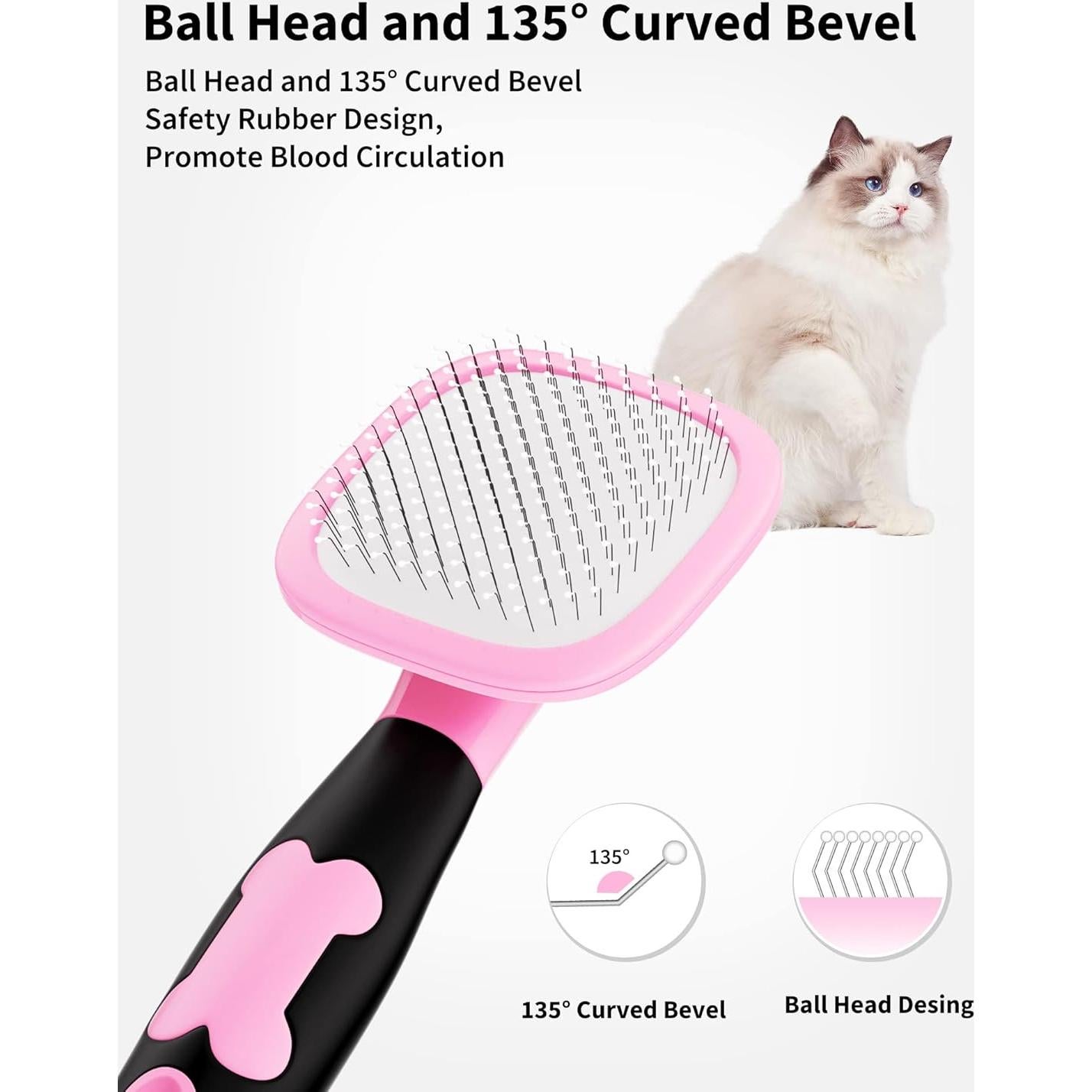 Cepillo Deshedding para Perros y Gatos Glendan Rosa 20.9x13cm