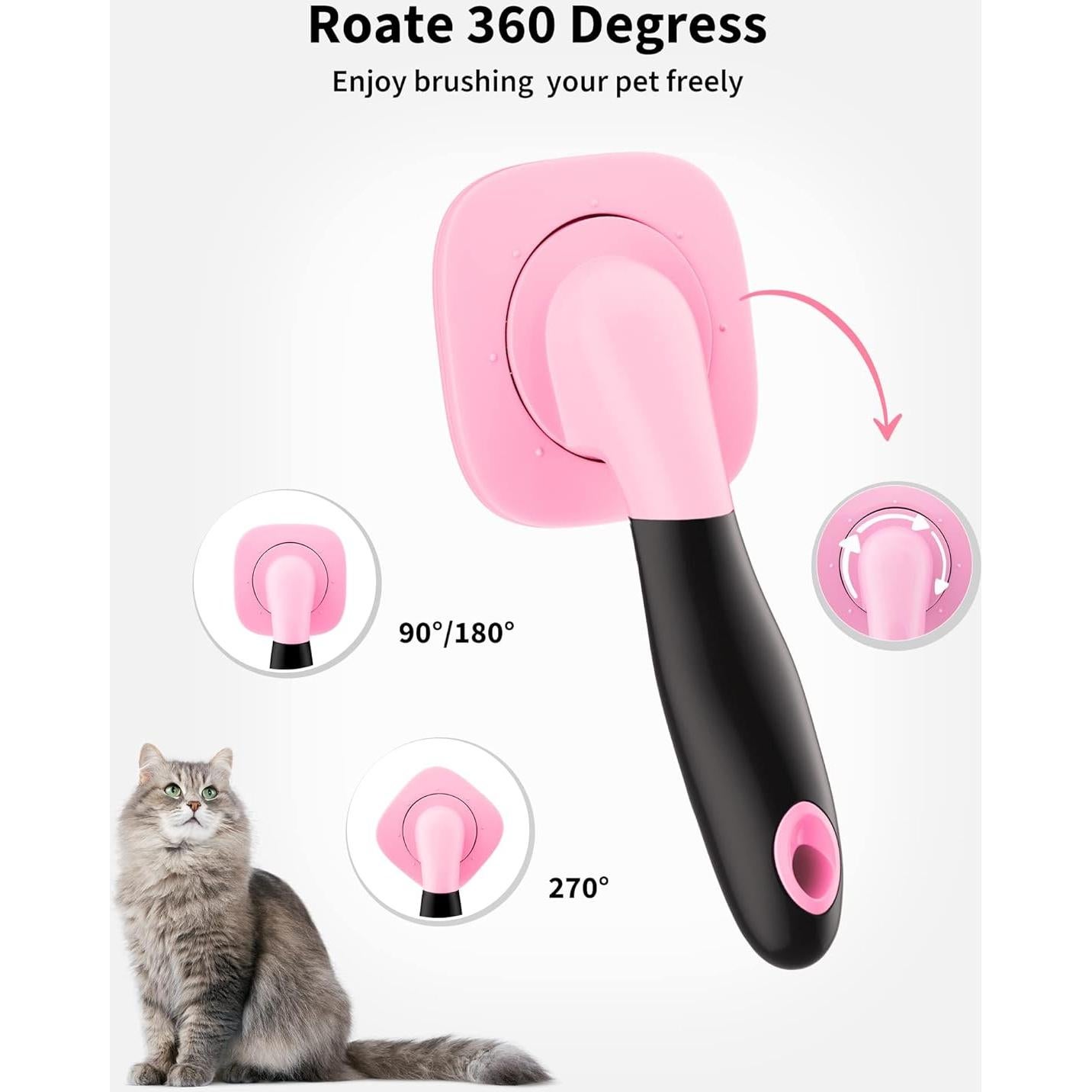 Cepillo Deshedding para Perros y Gatos Glendan Rosa 20.9x13cm