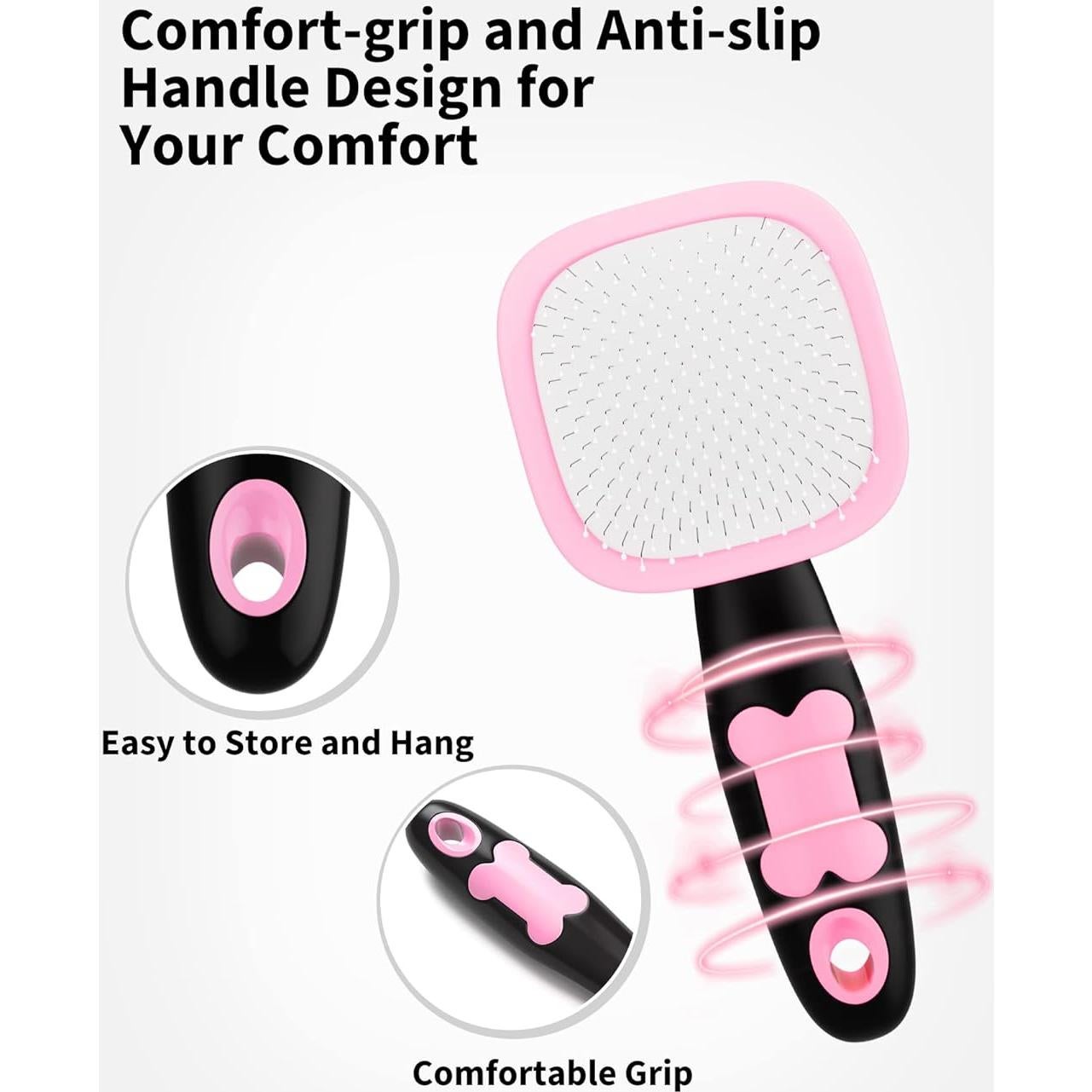 Cepillo Deshedding para Perros y Gatos Glendan Rosa 20.9x13cm