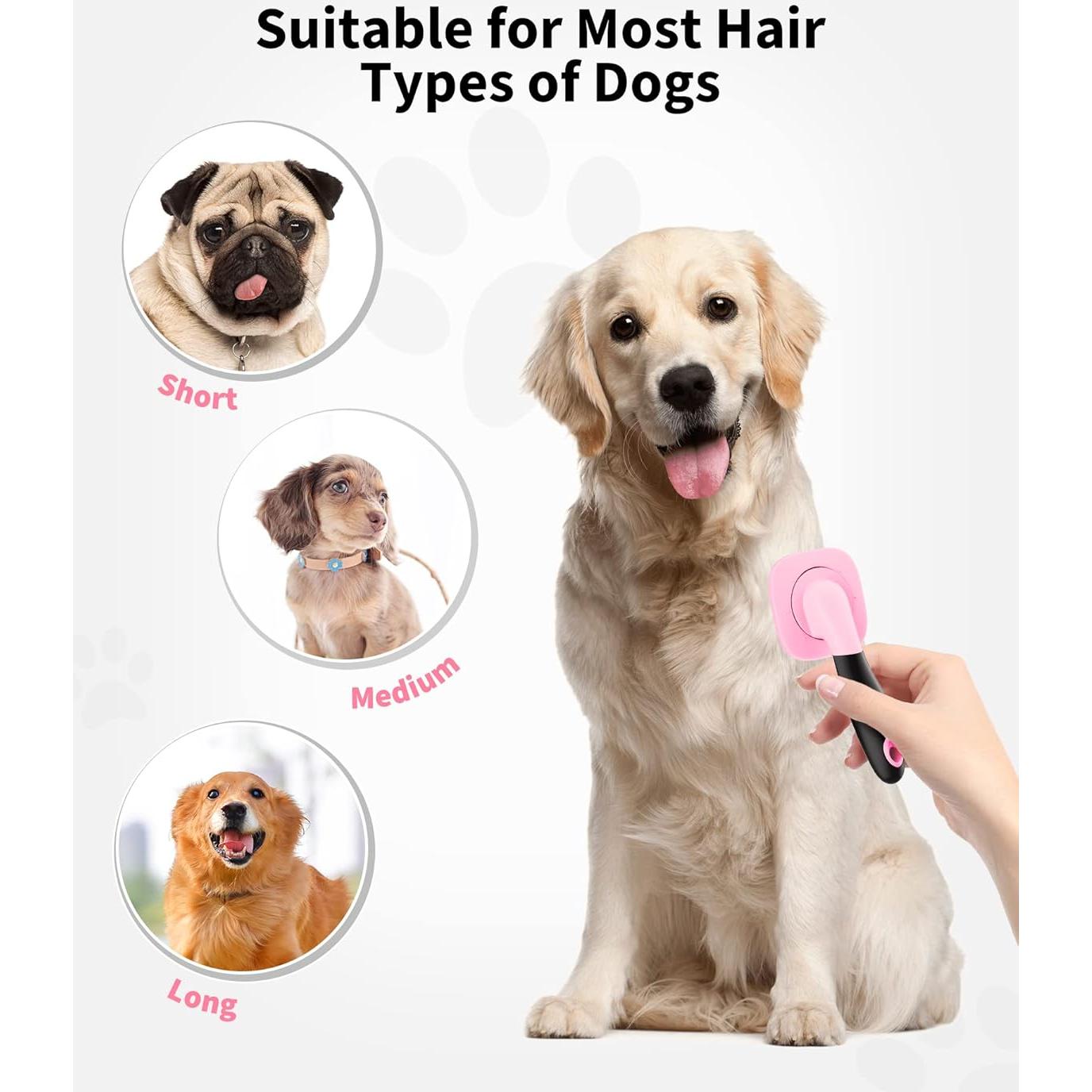 Cepillo Deshedding para Perros y Gatos Glendan Rosa 20.9x13cm