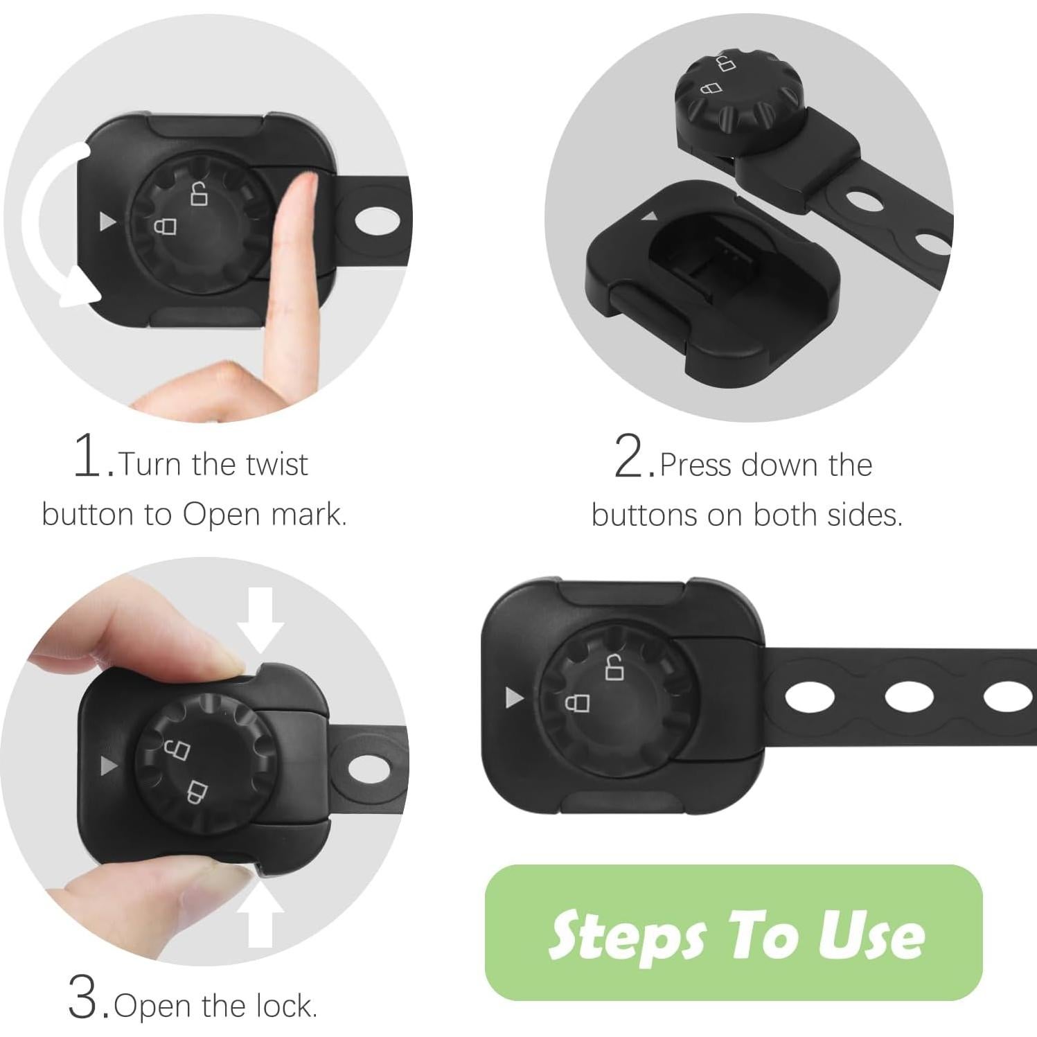 Cierres de Seguridad Ajustables Songaa 4 Paquete - Negro