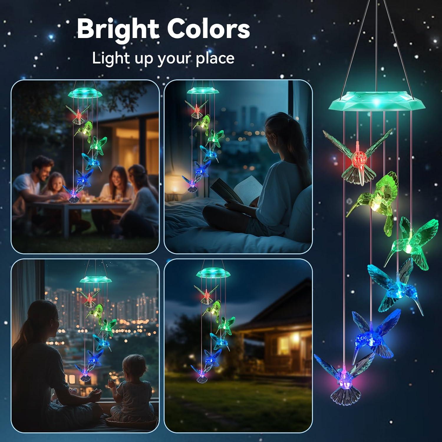 Campana de Viento Solar WANQDG Verde 71.12 cm para Jardín