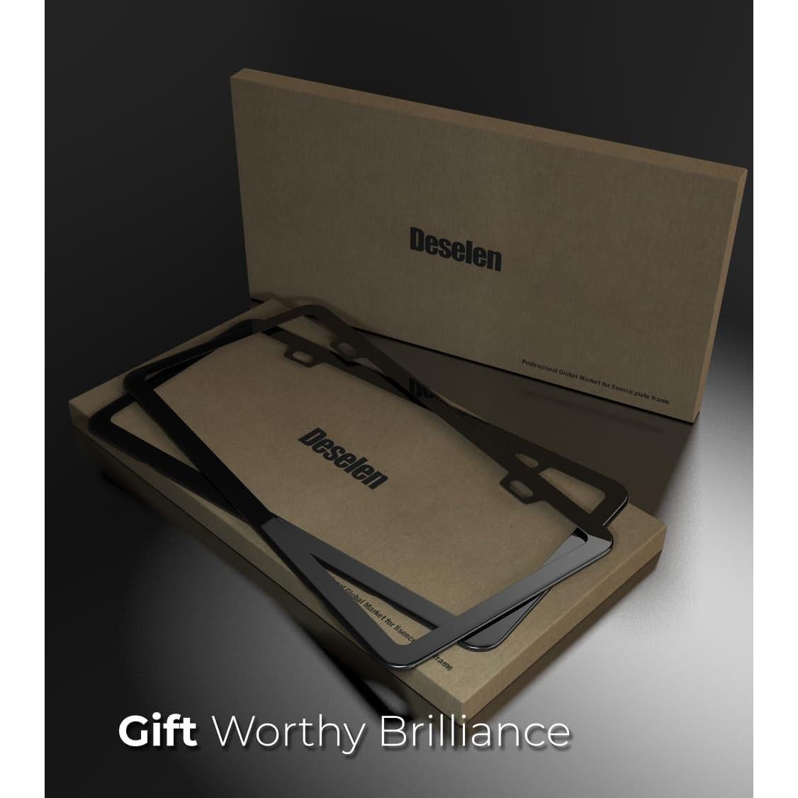 Marco de Placa de Licencia Deselen Acero Inoxidable Negro Mate 2 Pzs