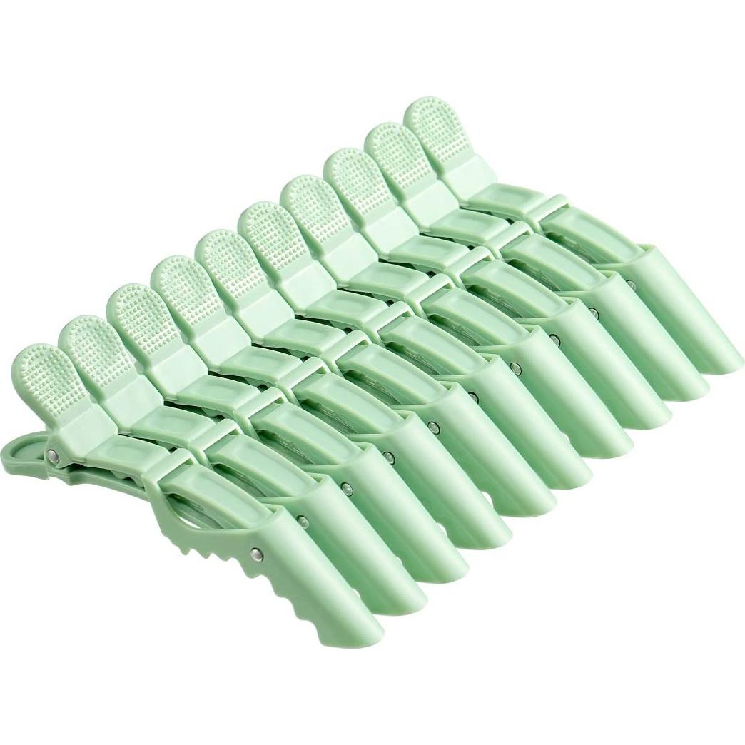 10 Clips de Cocodrilo Liasun Verde Aguacate para Peluqueros