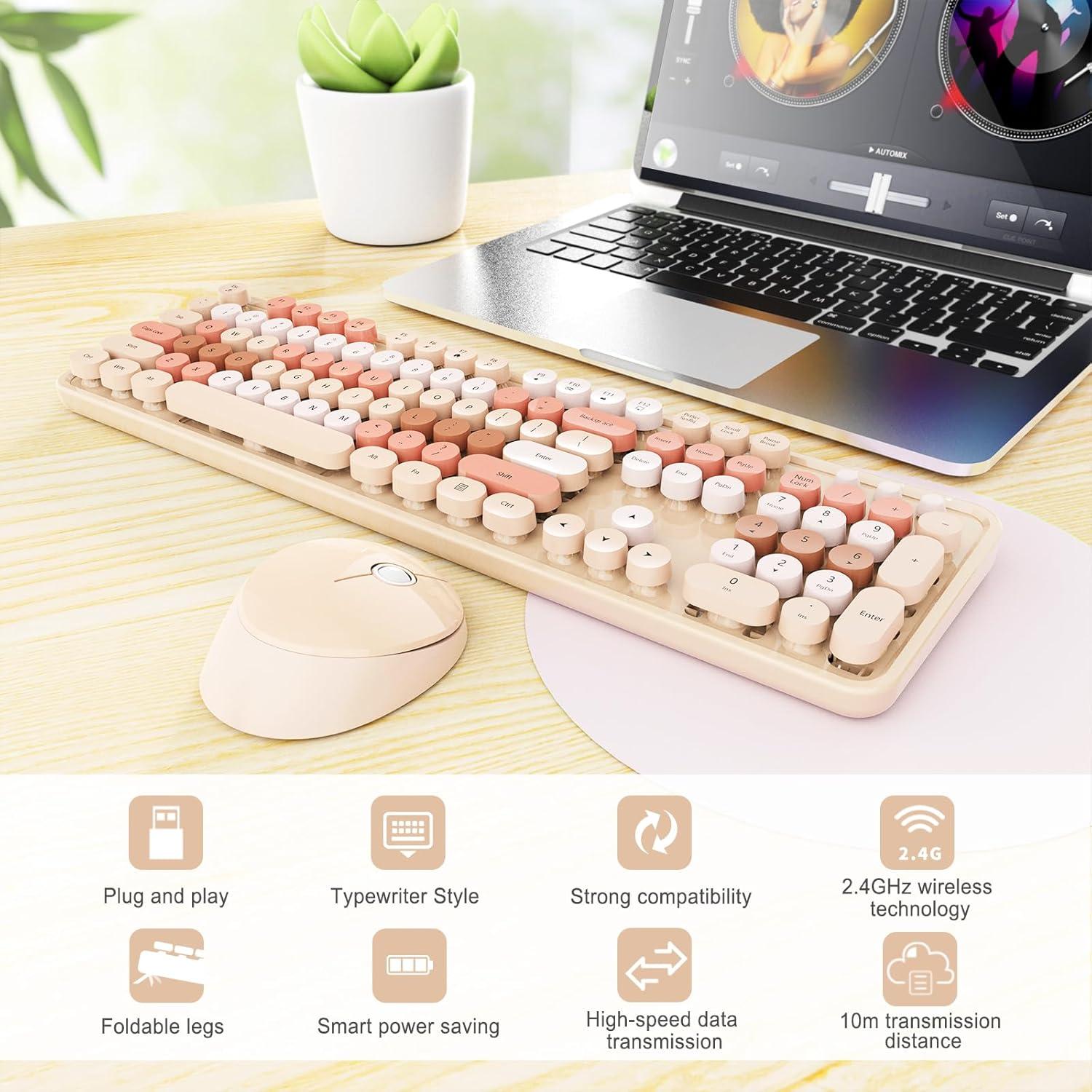 Combo Teclado y Ratón Inalámbrico SkyGive S100 Ergonómico Chocolate
