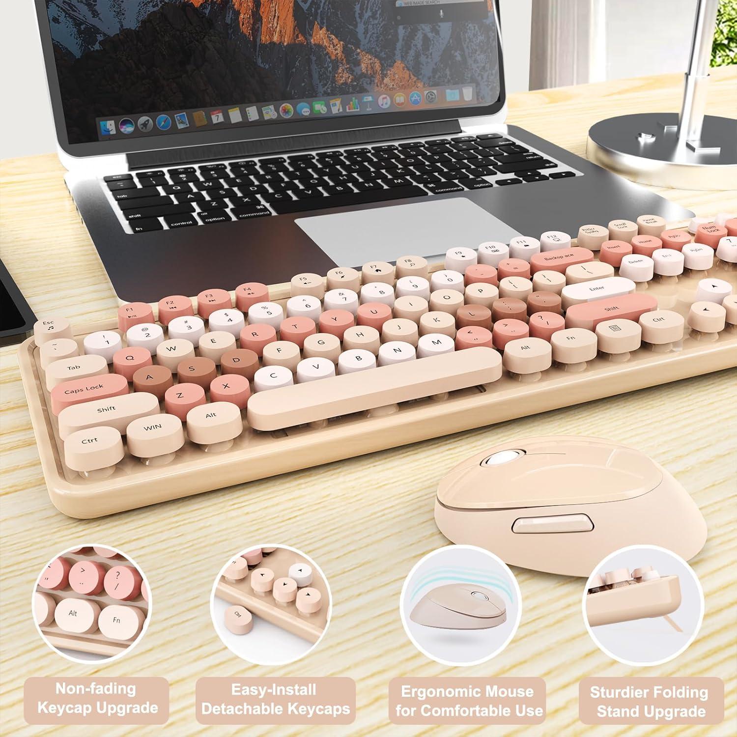 Combo Teclado y Ratón Inalámbrico SkyGive S100 Ergonómico Chocolate