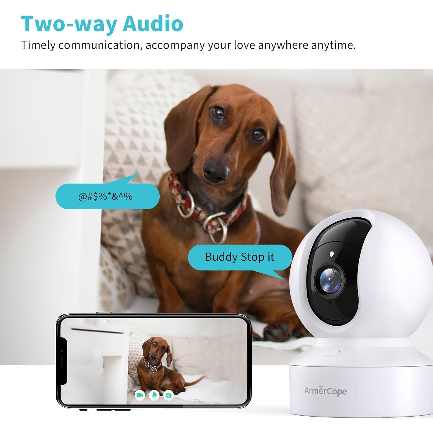 Cámara para Mascotas Armorcope CA48 2K HD con APP y Visión Nocturna