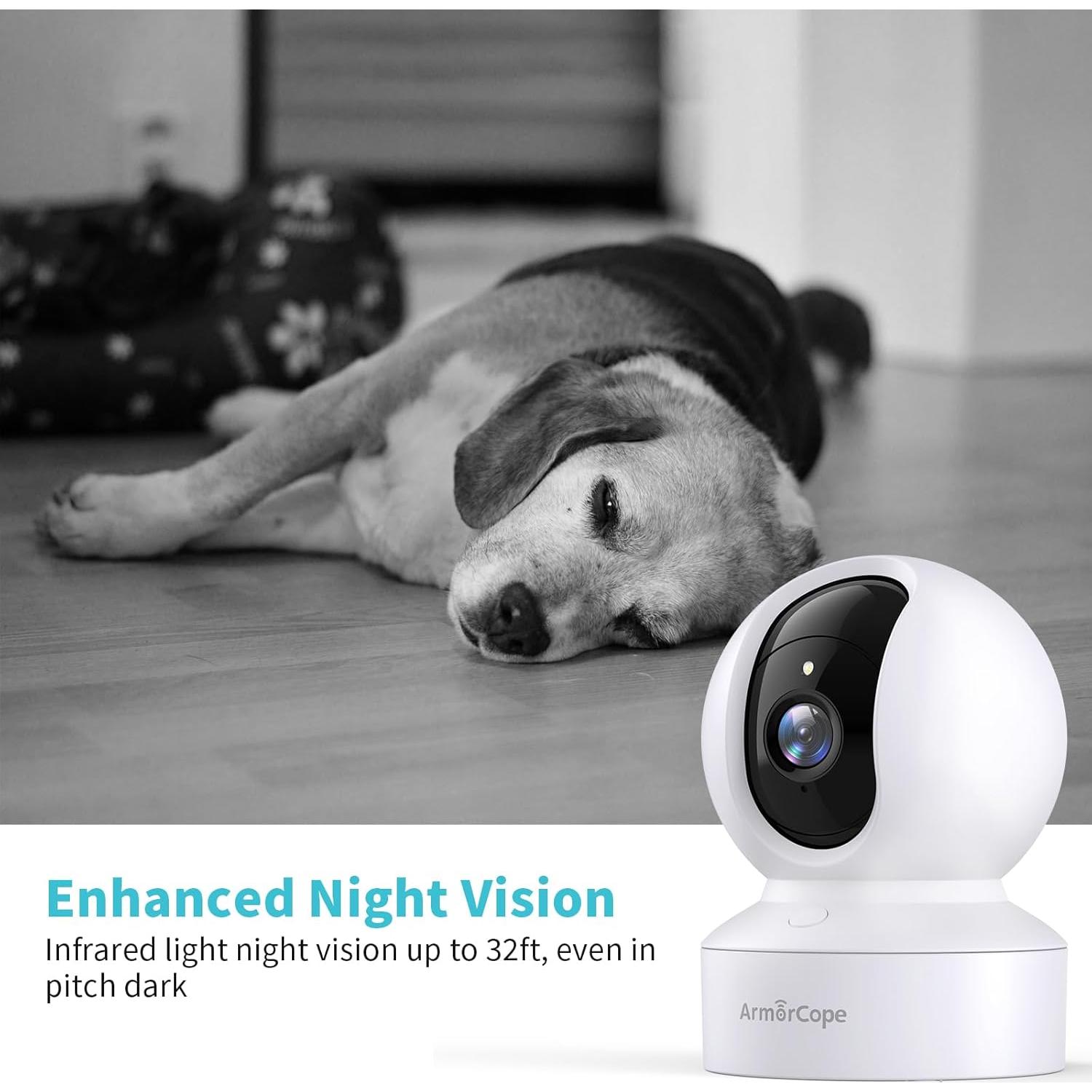 Cámara para Mascotas Armorcope CA48 2K HD con APP y Visión Nocturna