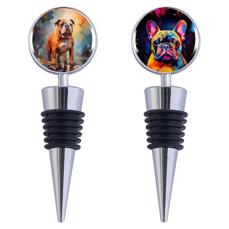 Juego de tapones para vino Poseidon Protect Bulldog - Acero y silicona