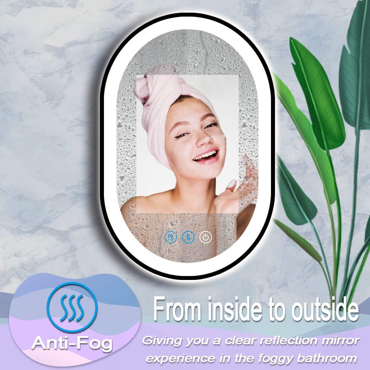 Espejo LED Ovalado DIDIDADA 61x41 cm con Luz Regulable y Memoria