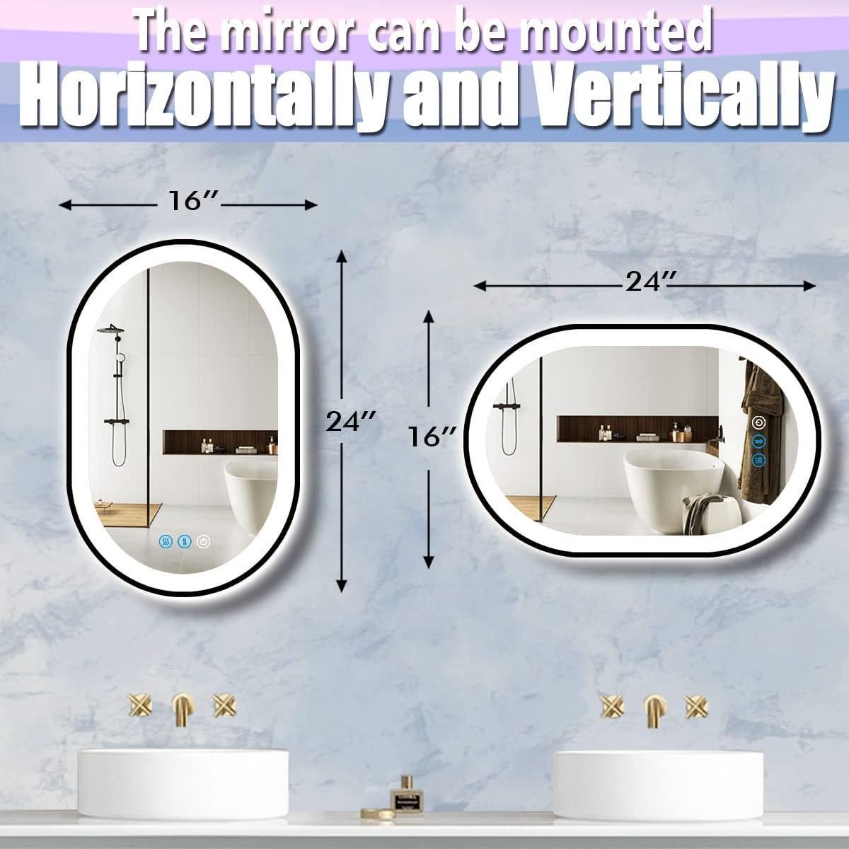 Espejo LED Ovalado DIDIDADA 61x41 cm con Luz Regulable y Memoria