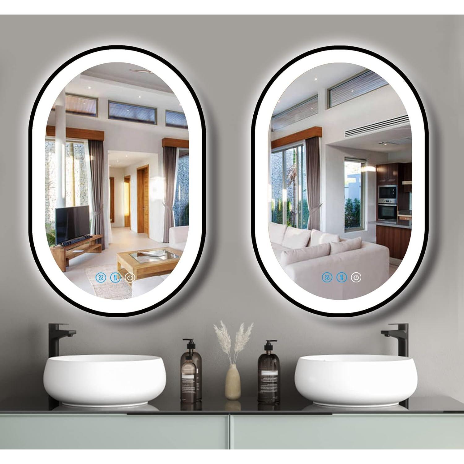 Espejo LED Ovalado DIDIDADA 61x41 cm con Luz Regulable y Memoria