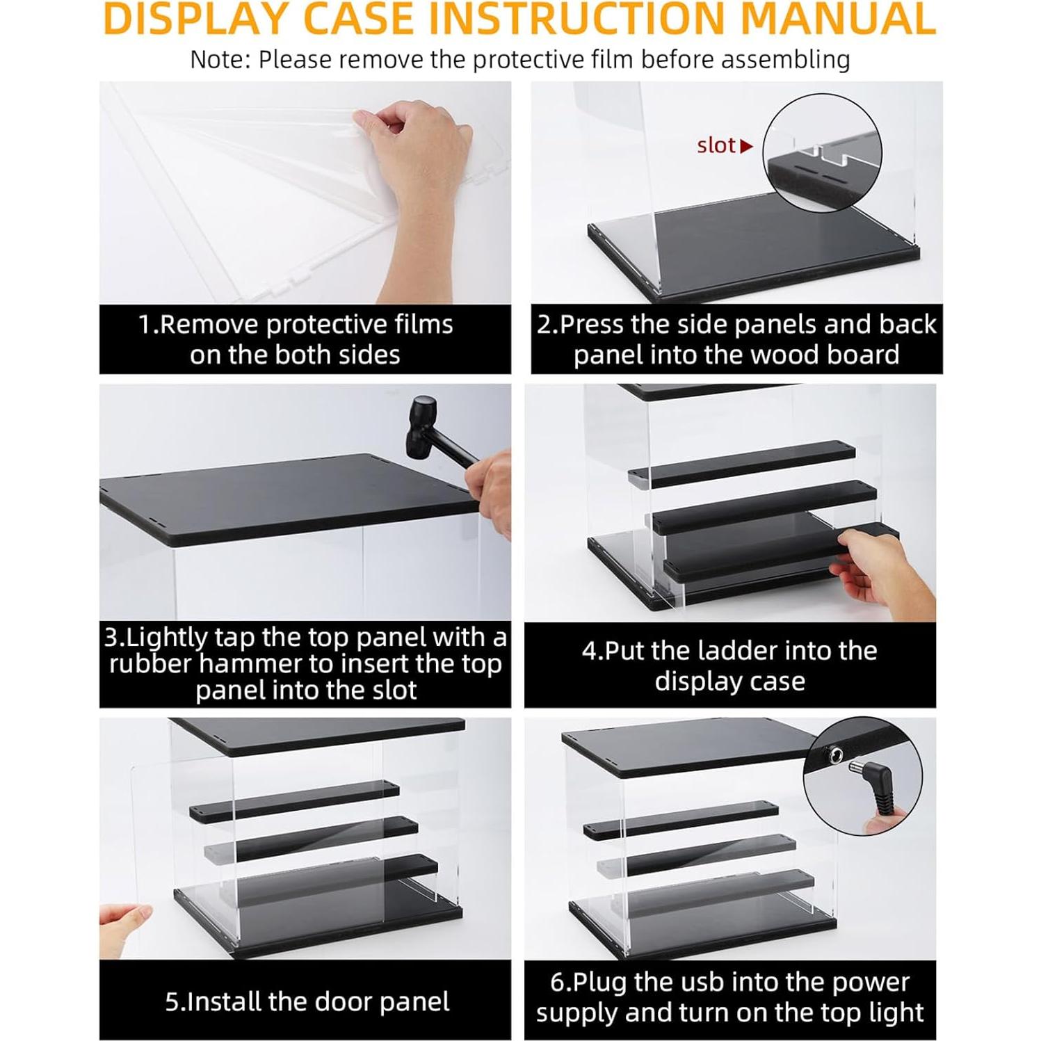 Caja de Exhibición Acrílica AZEYN 4 Niveles 32x24.5x27cm LED