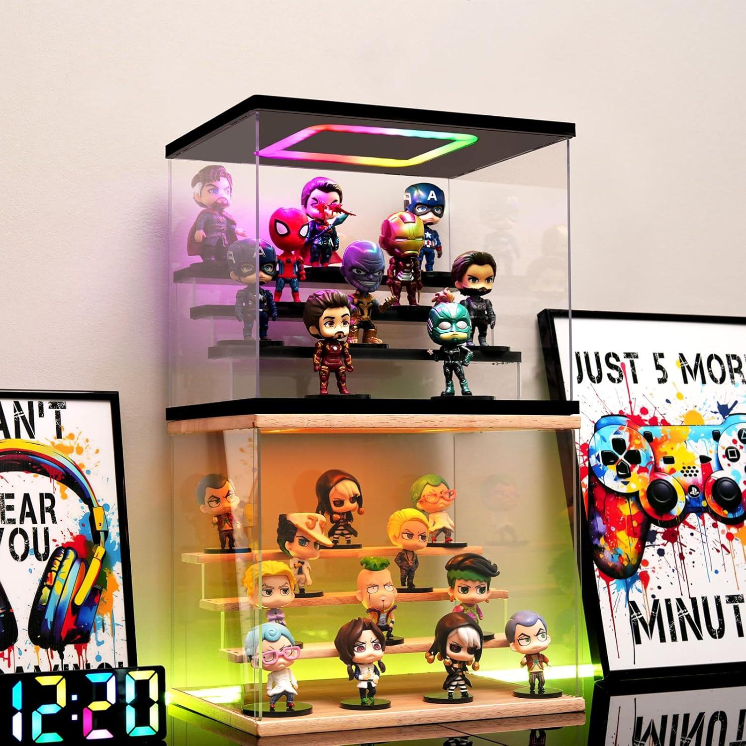 Caja de Exhibición Acrílica AZEYN 4 Niveles 32x24.5x27cm LED