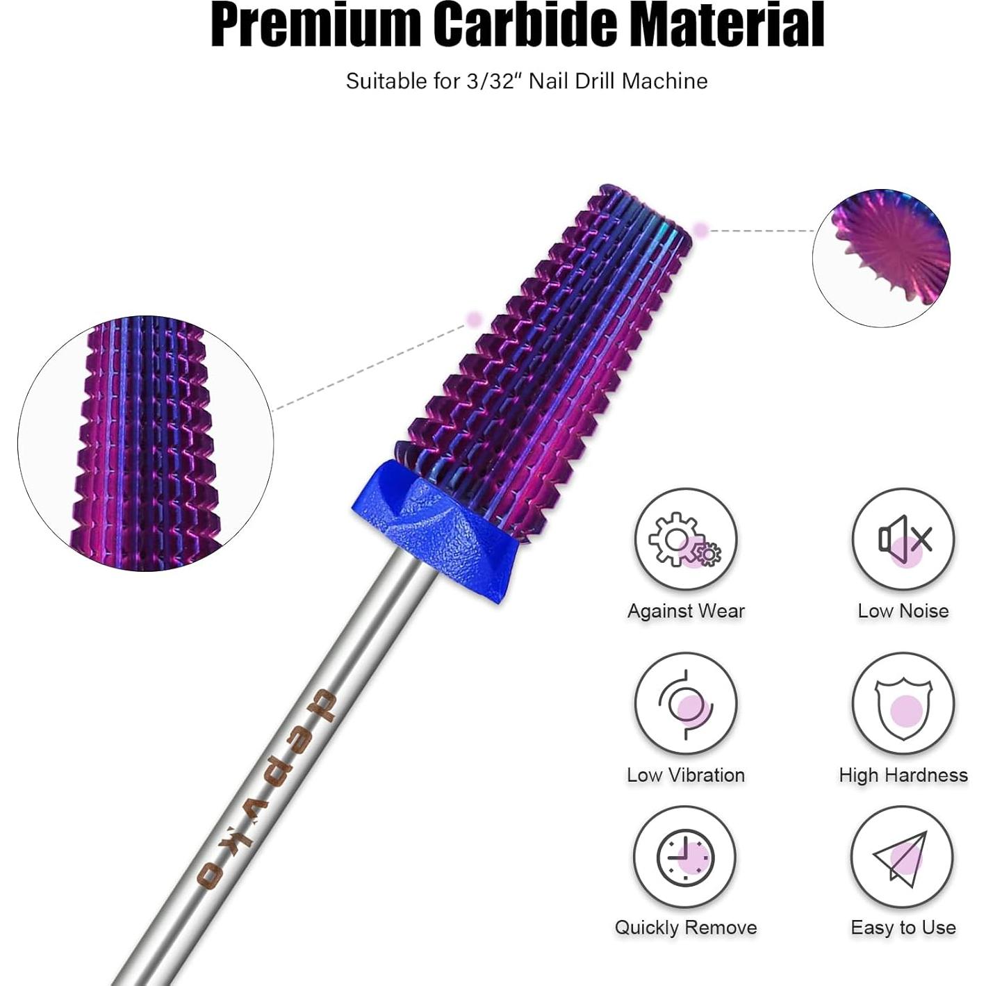 Broca de Taladro para Uñas 5 en 1 Depvko Carburo 2.35mm