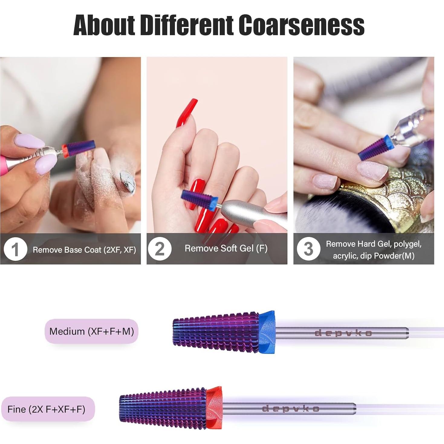 Broca de Taladro para Uñas 5 en 1 Depvko Carburo 2.35mm