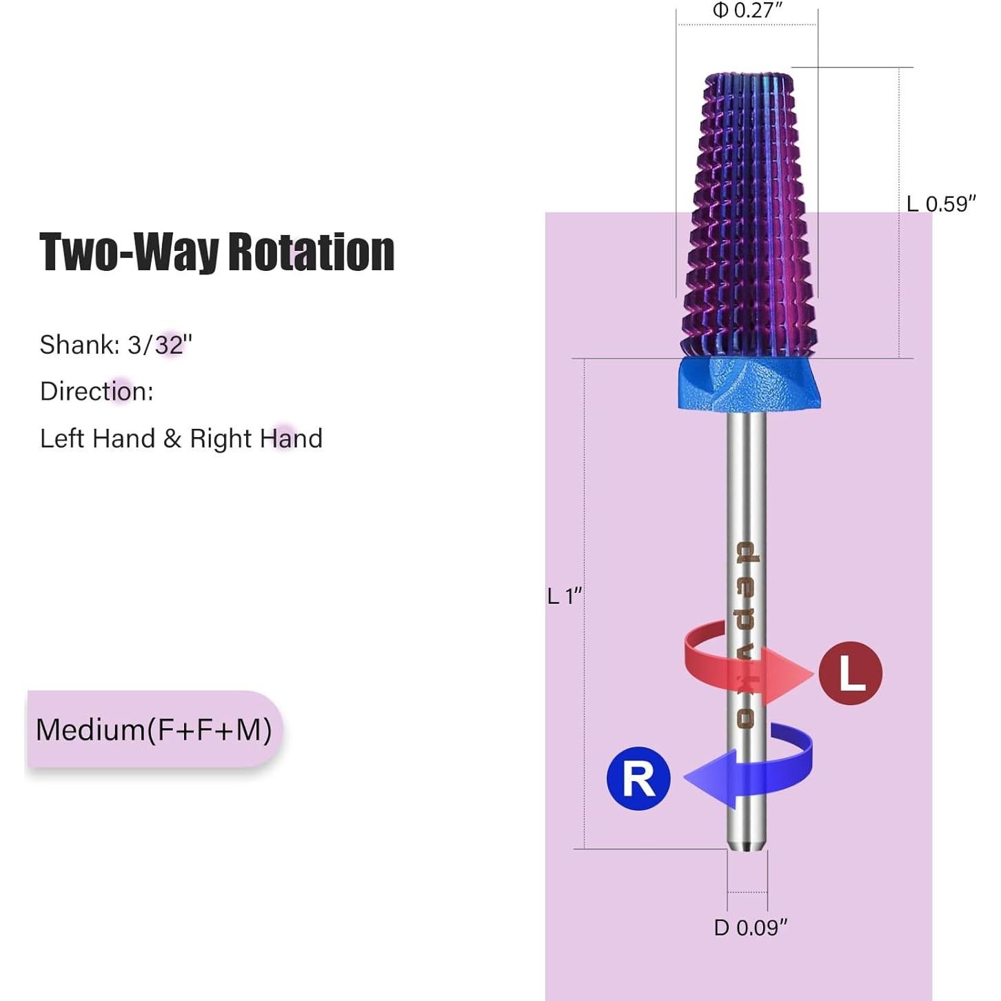 Broca de Taladro para Uñas 5 en 1 Depvko Carburo 2.35mm