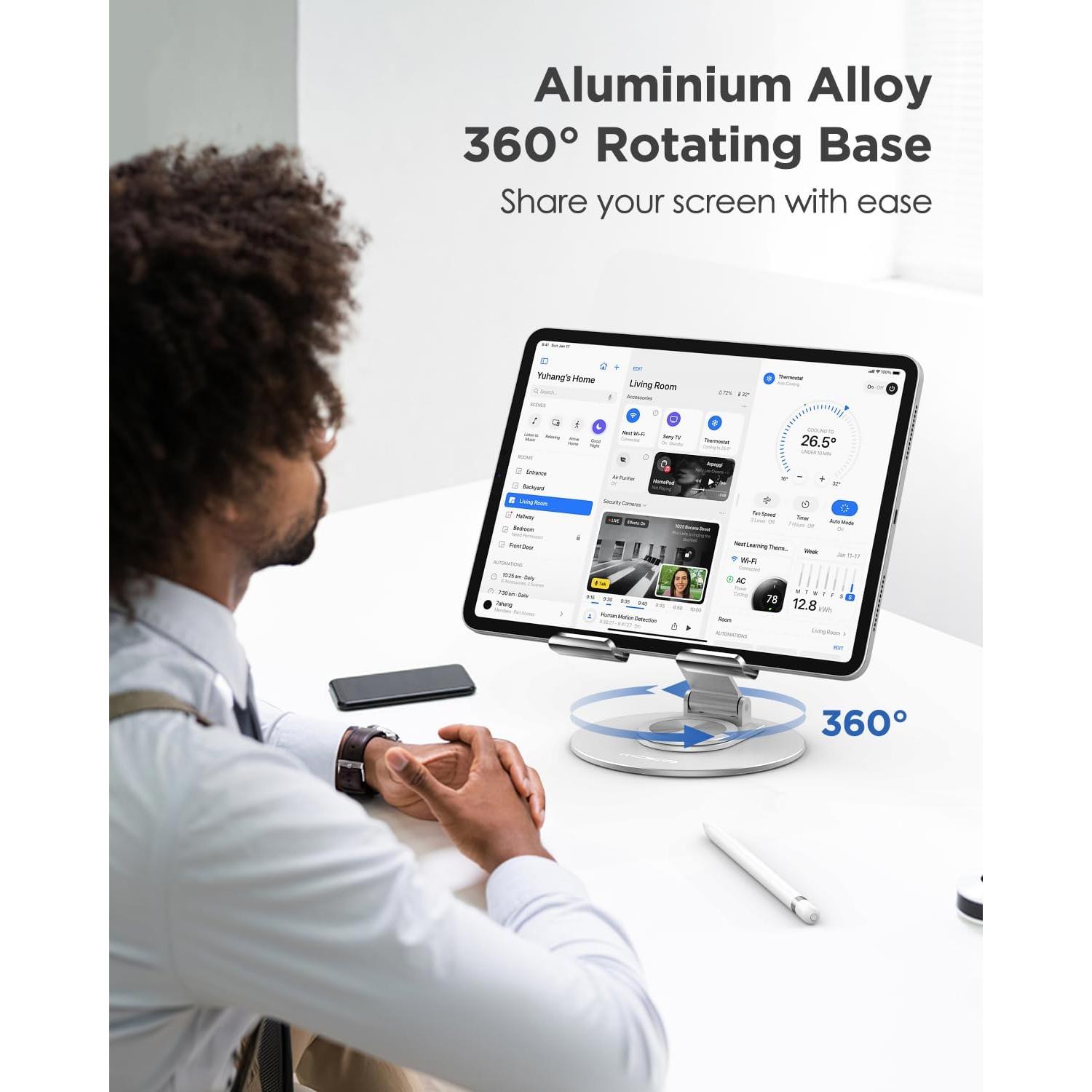 Soporte para Tableta MoKo Acrílico Ajustable 360° Plata