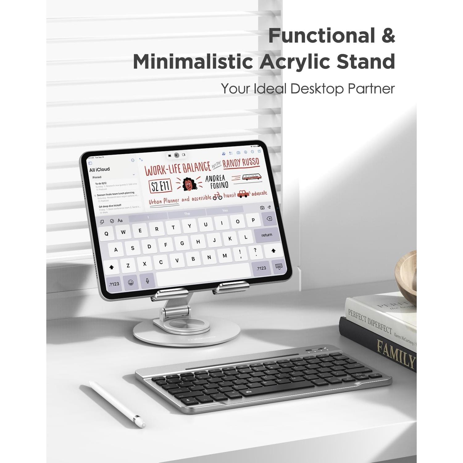 Soporte para Tableta MoKo Acrílico Ajustable 360° Plata