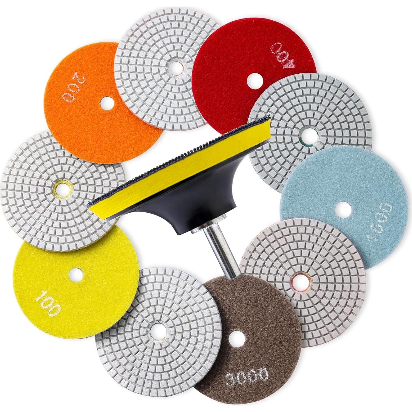 Juego de 13 almohadillas de pulido XKDOUS 4" grano 50-8000