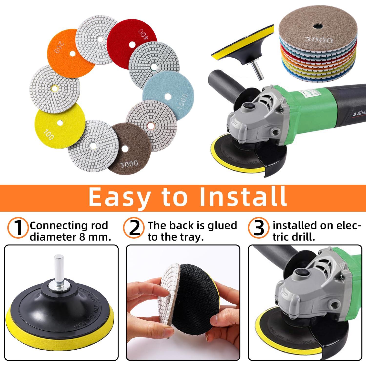 Juego de 13 almohadillas de pulido XKDOUS 4" grano 50-8000