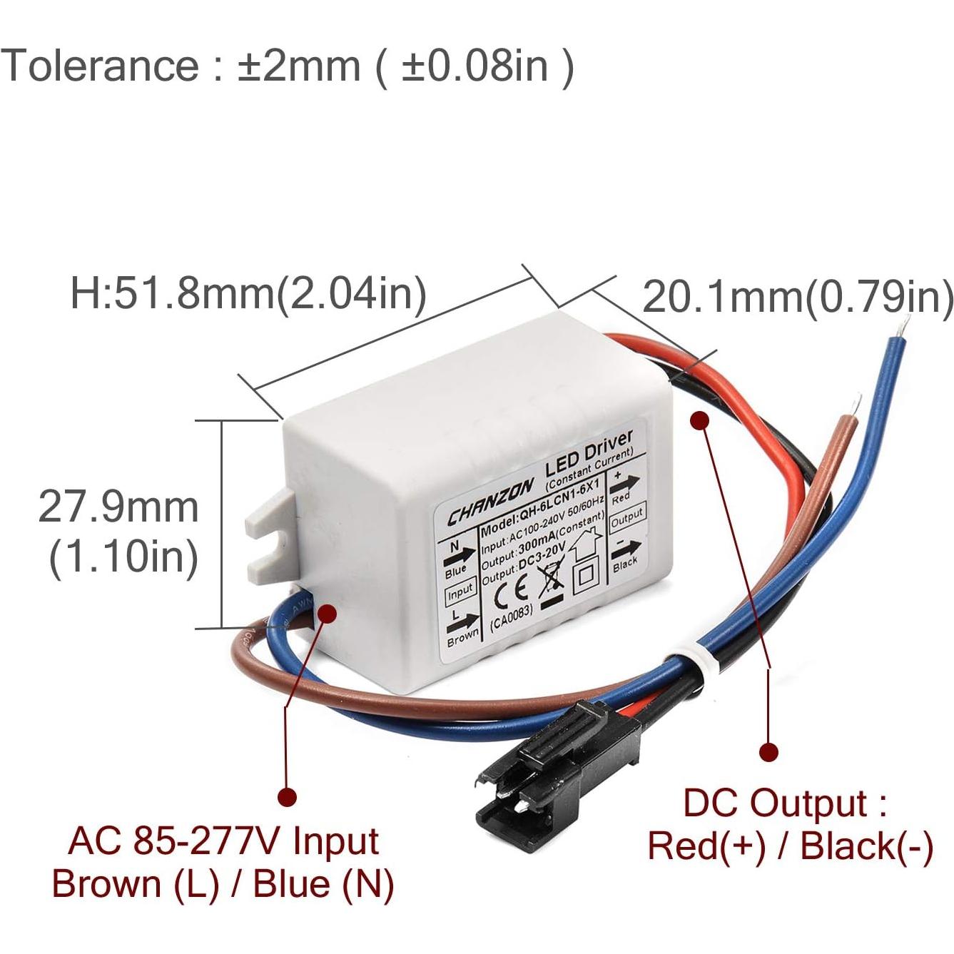 Controlador LED Chanzon 300mA 3-20V AC-DC Alta Calidad