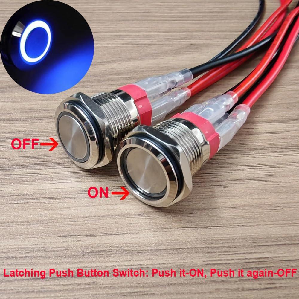 Interruptor Pulsador LED Azul Gebildet 16mm IP65 15A 110-230VAC