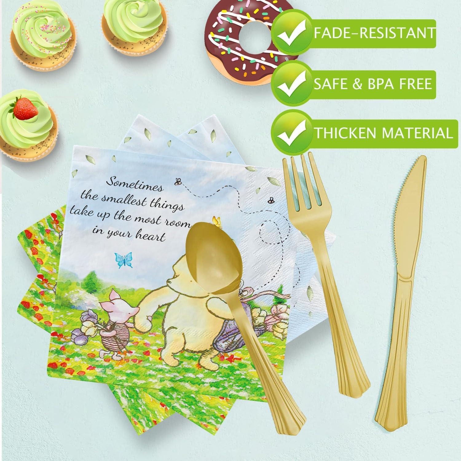 Set de Fiesta Winnie Bear 175 Pcs para Baby Shower y Cumpleaños