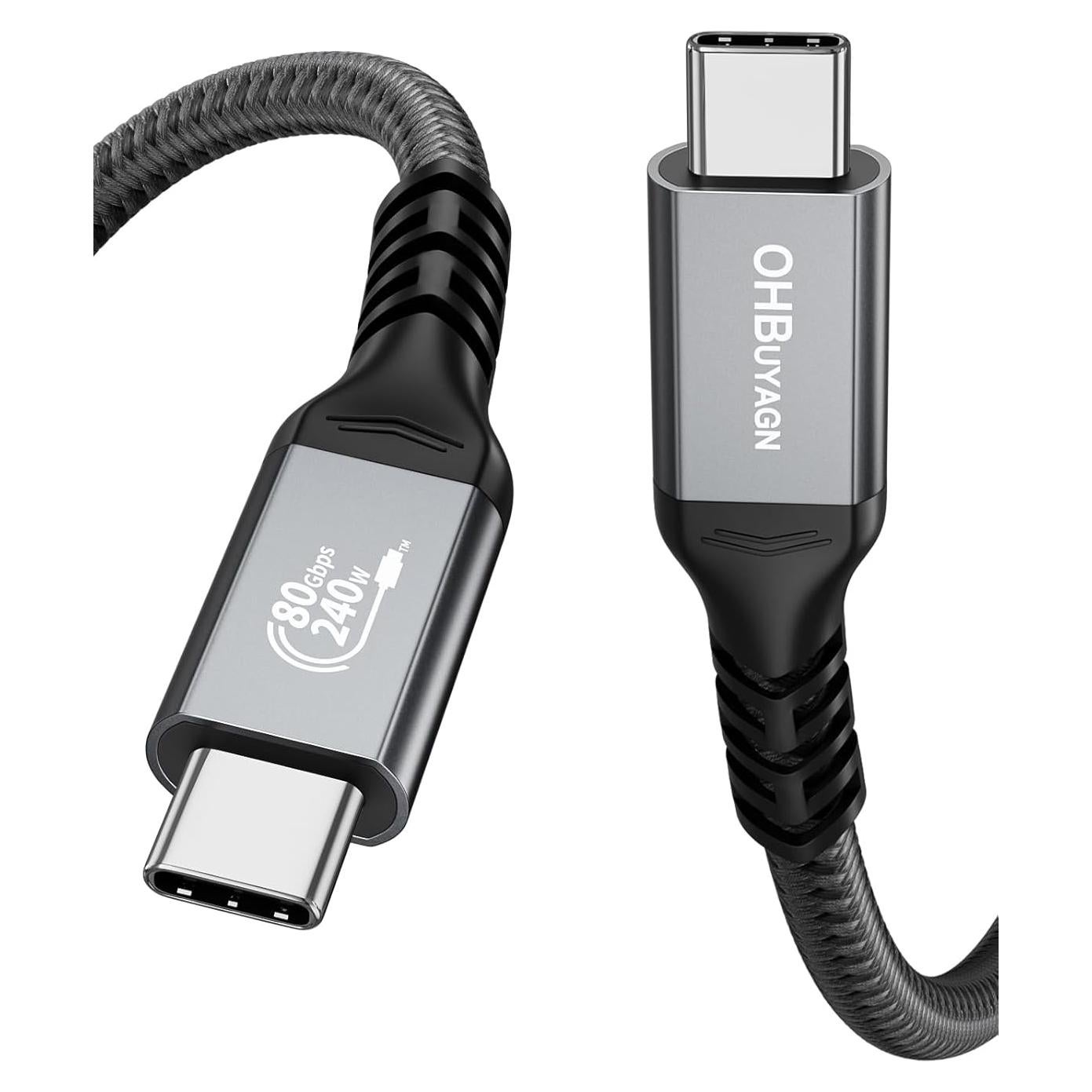 Cable USB 4 Thunderbolt 4 0.5m 80Gbps Carga Rápida 240W