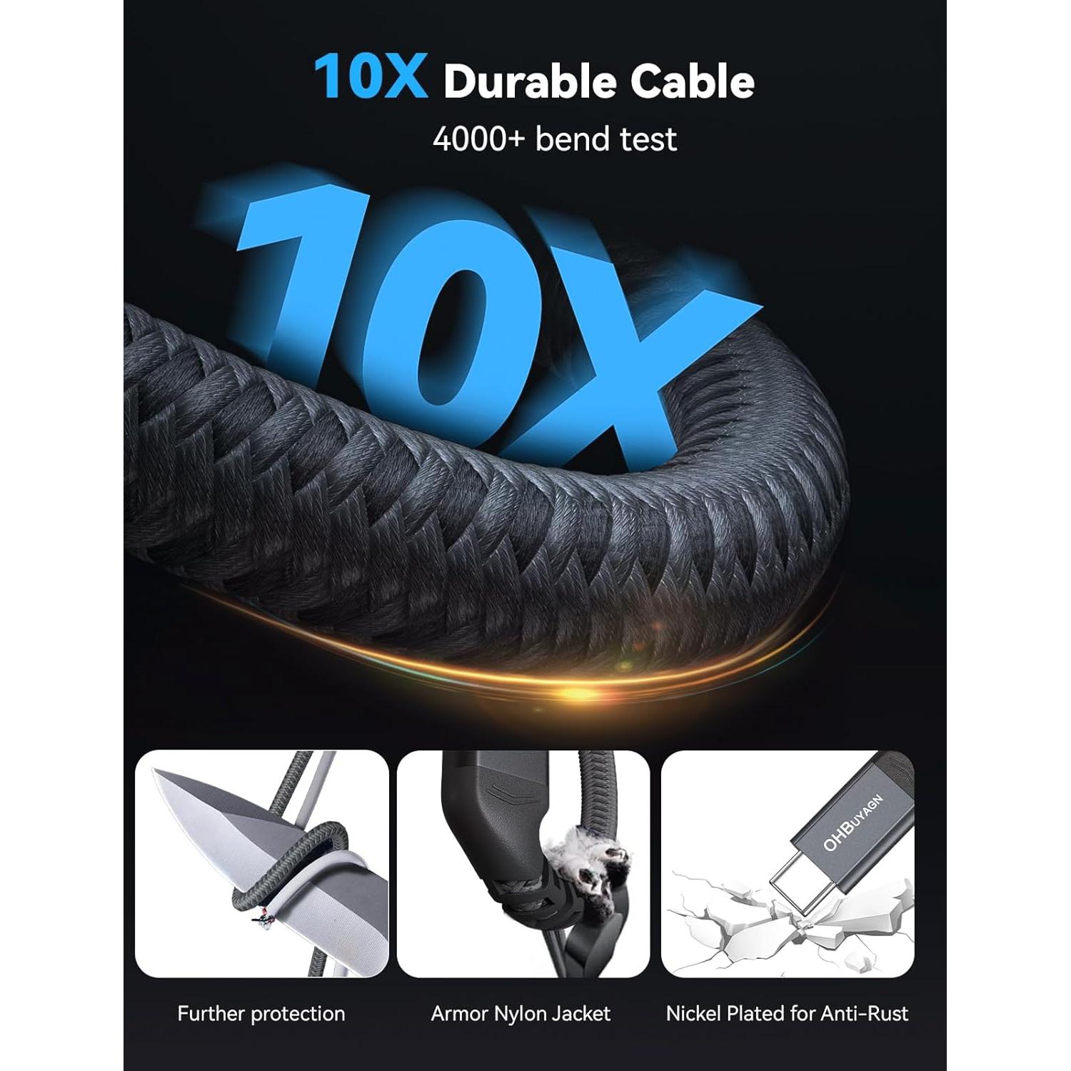 Cable USB 4 Thunderbolt 4 0.5m 80Gbps Carga Rápida 240W