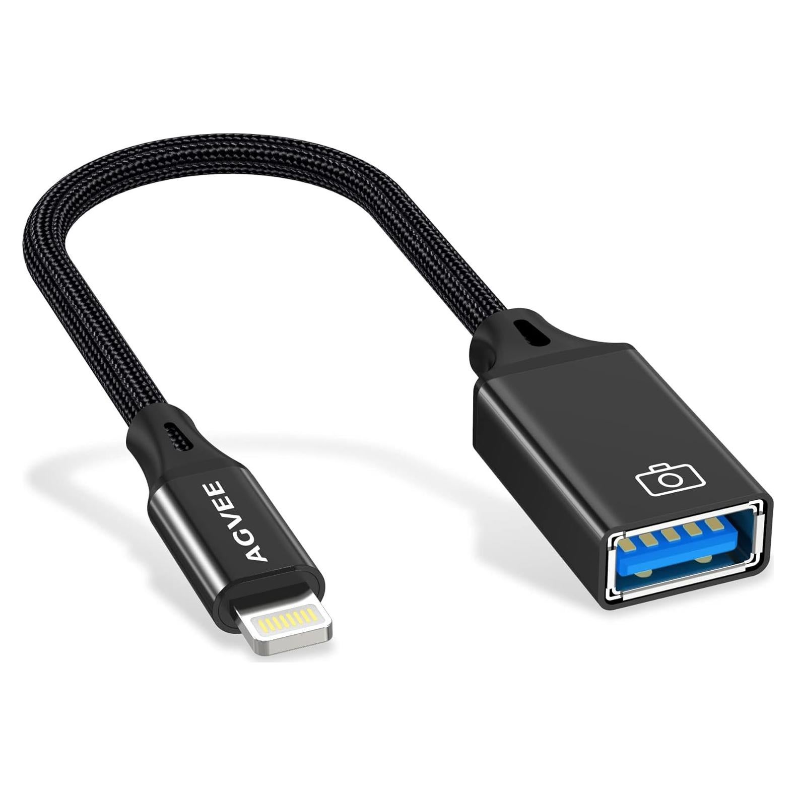 Adaptador Lightning a USB AGVEE 10.16 cm Negro OTG