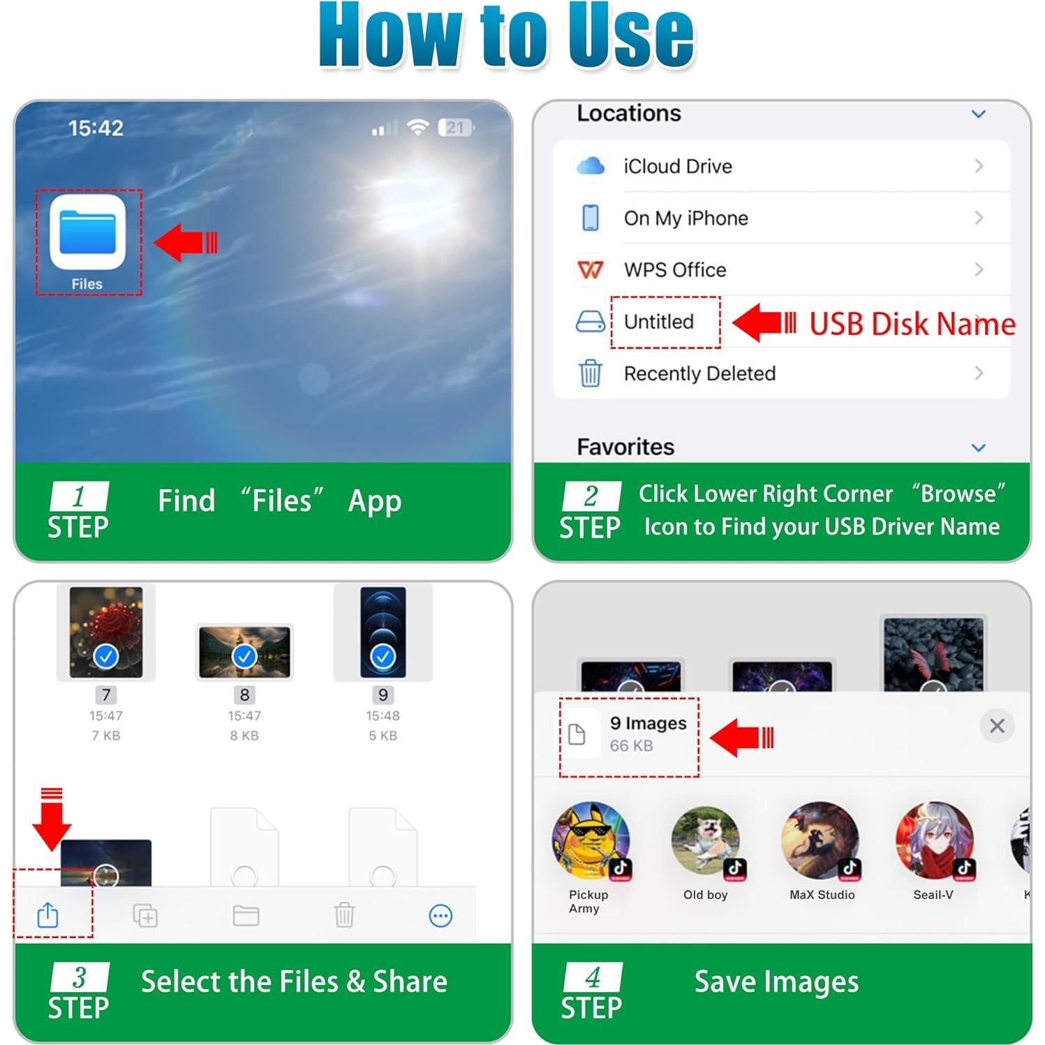 Adaptador Lightning a USB AGVEE 10.16 cm Negro OTG