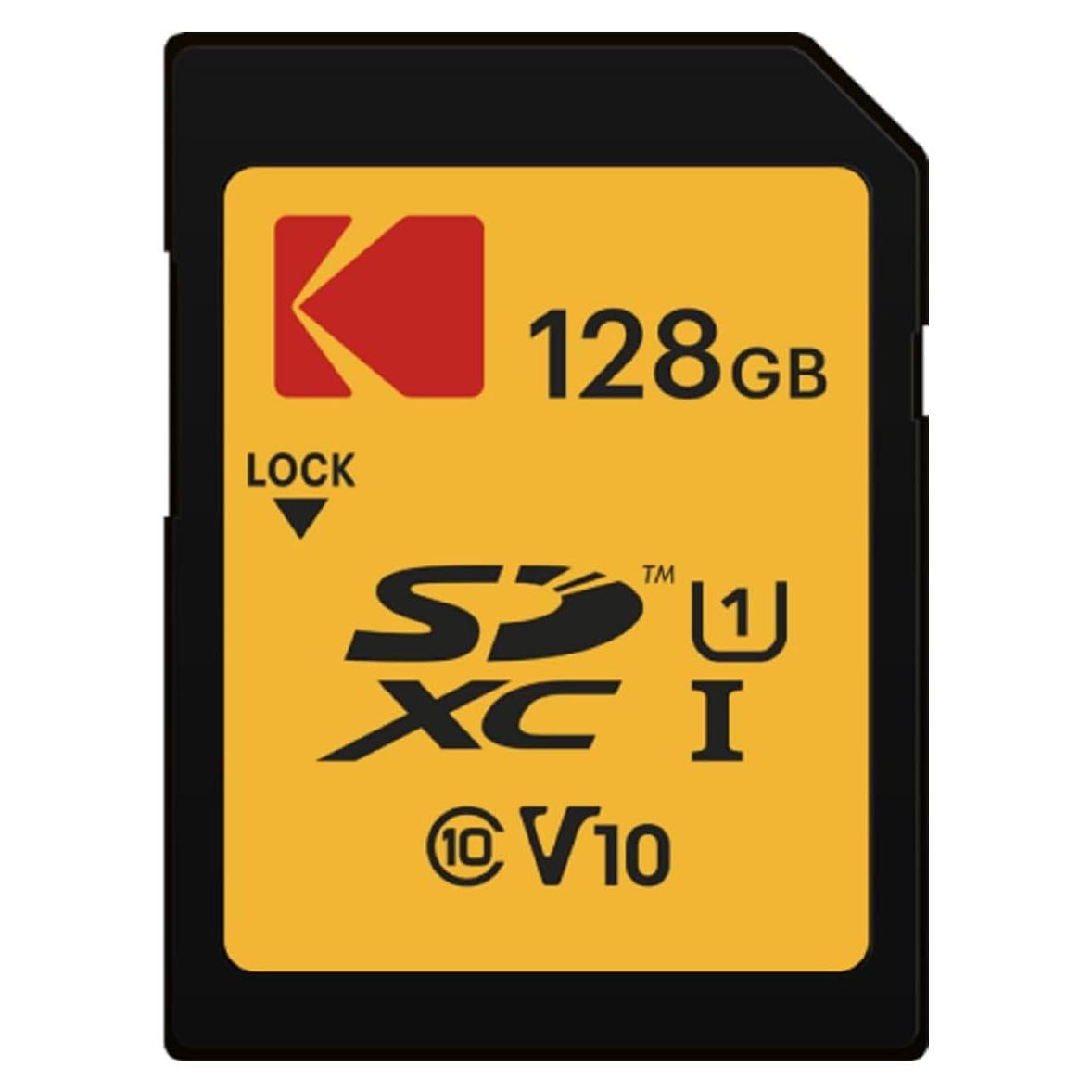 KODAK SDXC Card 128GB UHS-I U1 V10 Premium, up to 85MB/s Read Speed, for Full HD Video and High-Resolution Pictures, Compatible with SDXC Standard - EKMSD128GXC10K